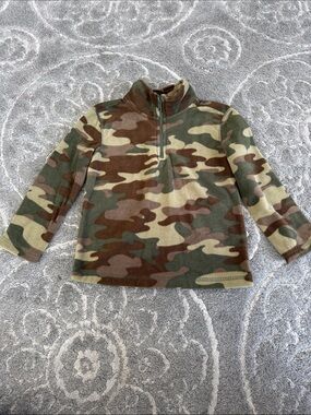 Koala Kids Camo Quarter-Zip Fleece Pullover - Green/Brown/Tan